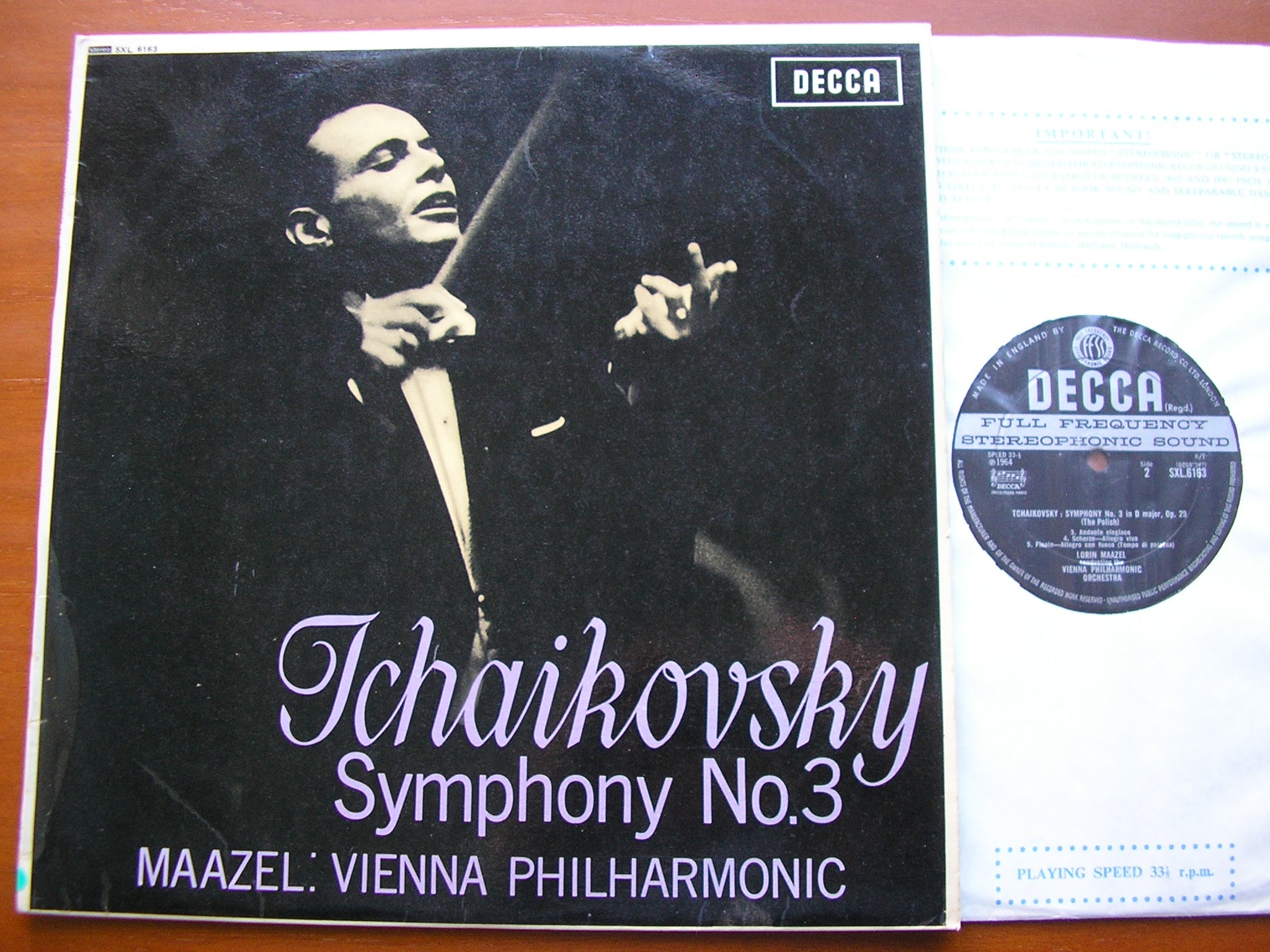 SXL 6163 TCHAIKOVSKY: SYMPHONY No. 3 'Polish' MAAZEL / VIENNA PHILHARMONIC