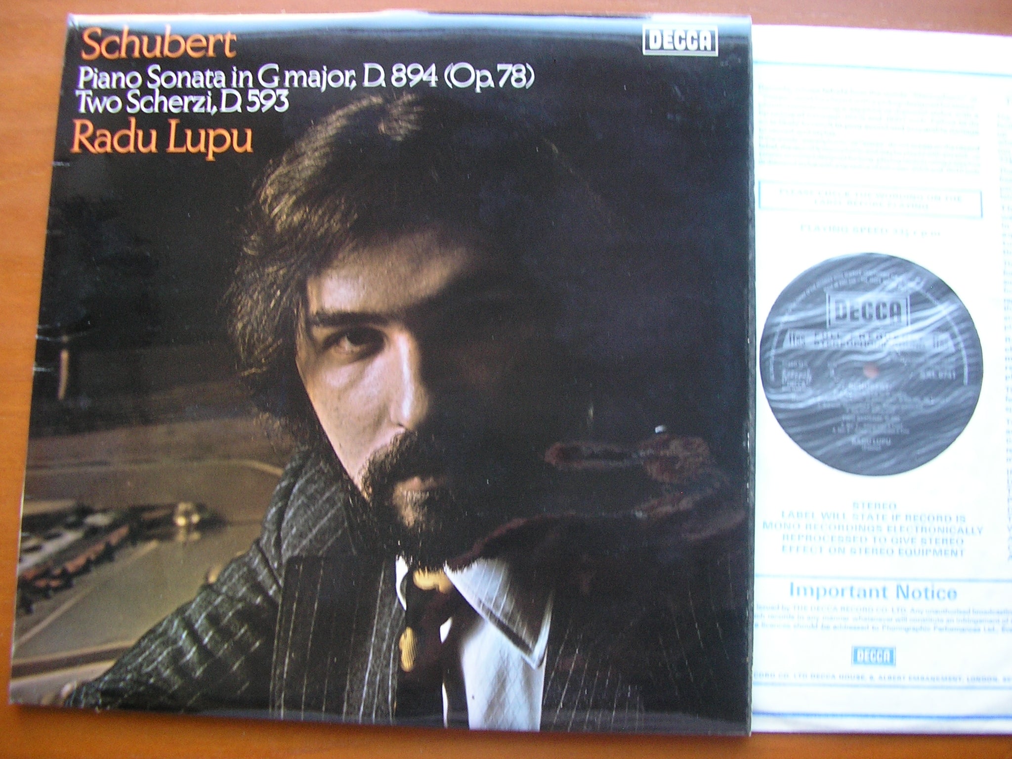 SXL 6741 SCHUBERT: SONATA D.894 / TWO SCHERZI D.593 LUPU