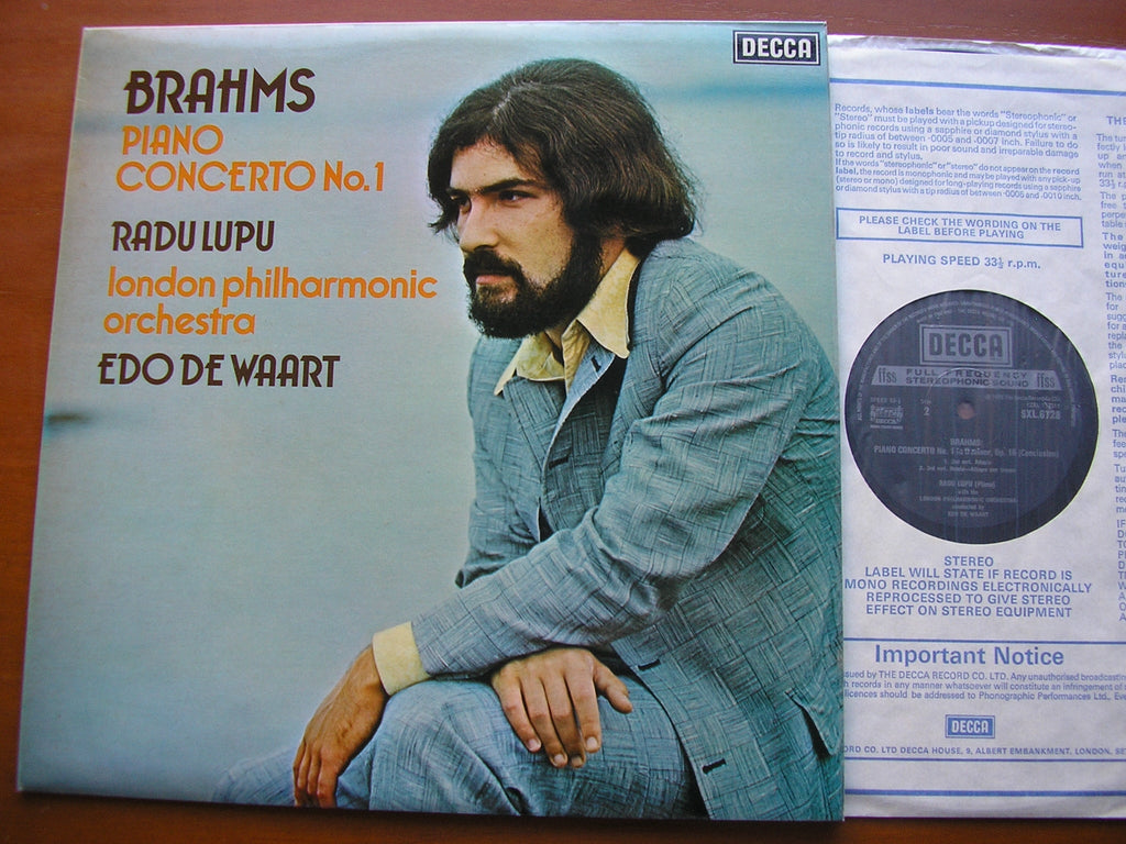 SXL 6728 BRAHMS: PIANO CONCERTO No. 1 RADU LUPU / LONDON PHILHARMONIC / EDO DE WAART