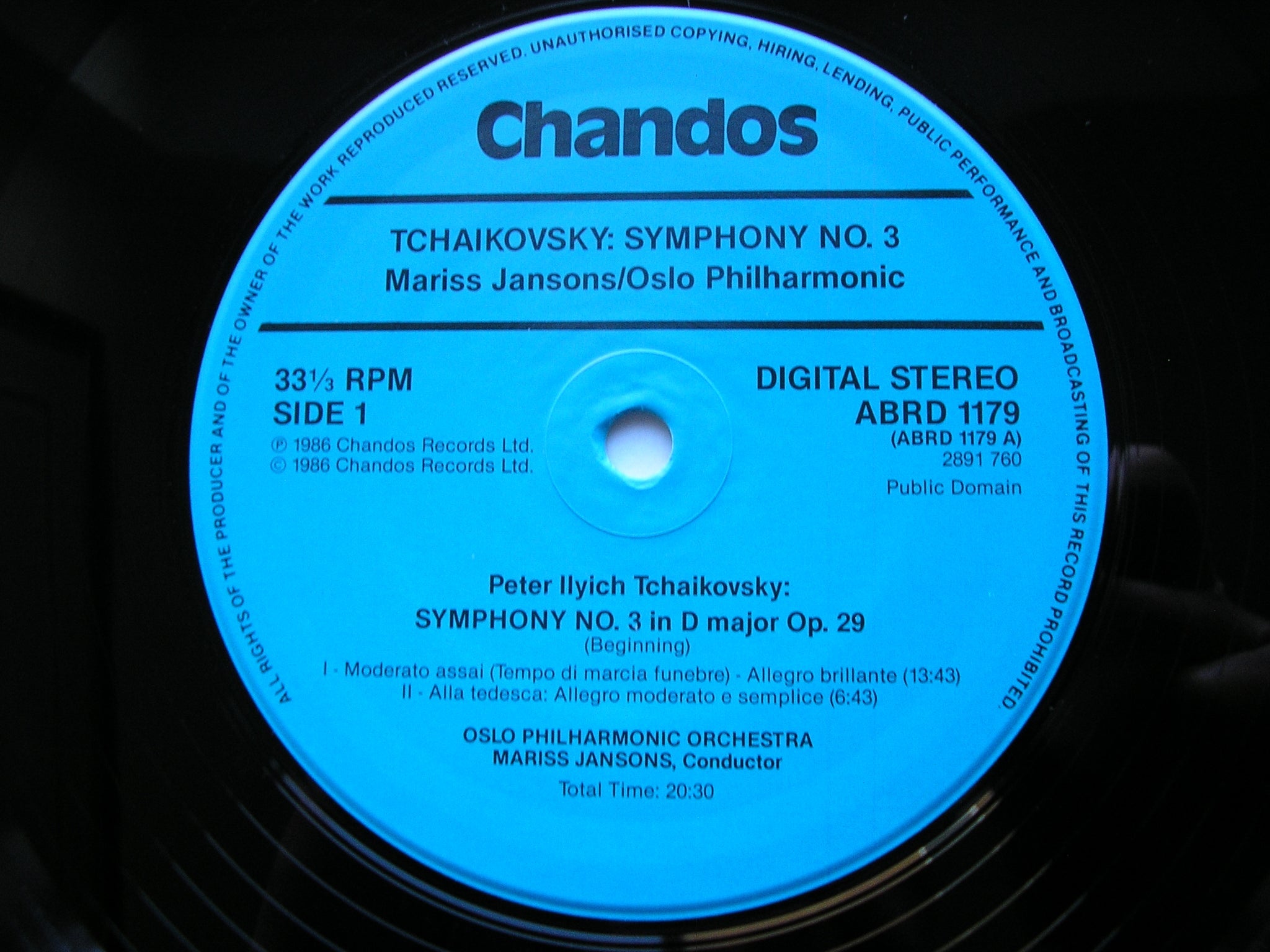 TCHAIKOVSKY: SYMPHONY No. 3 'Polish'     JANSONS / OSLO PHILHARMONIC ORCHESTRA    ABRD 1179