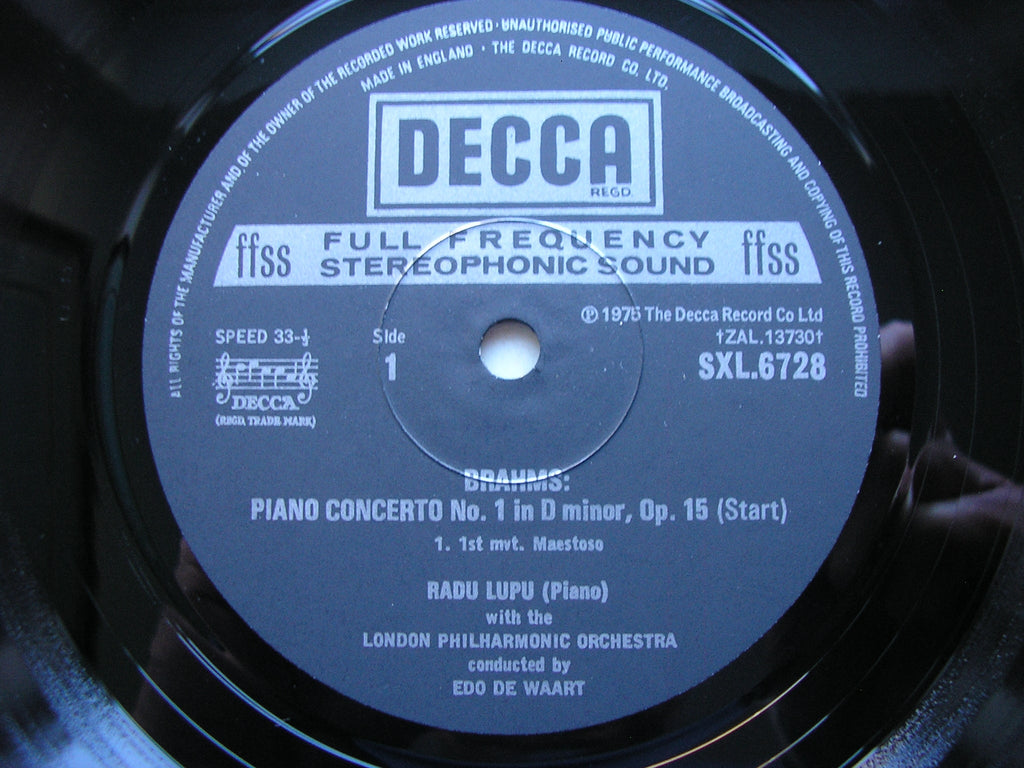 SXL 6728 BRAHMS: PIANO CONCERTO No. 1 RADU LUPU / LONDON PHILHARMONIC / EDO DE WAART