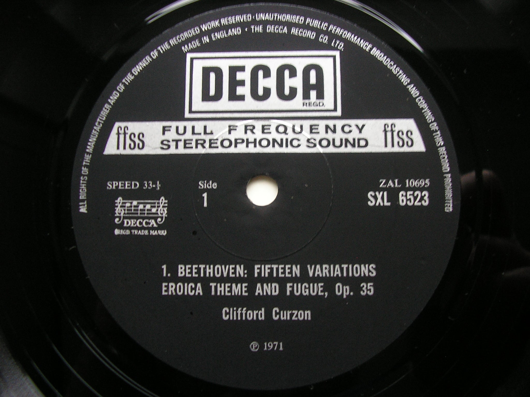 SXL 6523 BEETHOVEN: EROICA VARIATIONS / SCHUBERT: MOMENTS MUSICAUX CLIFFORD CURZON