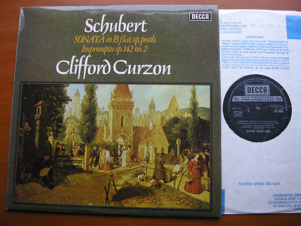 SXL 6580 SCHUBERT: PIANO SONATA in B / IMPROMPTU IN A CLIFFORD CURZON