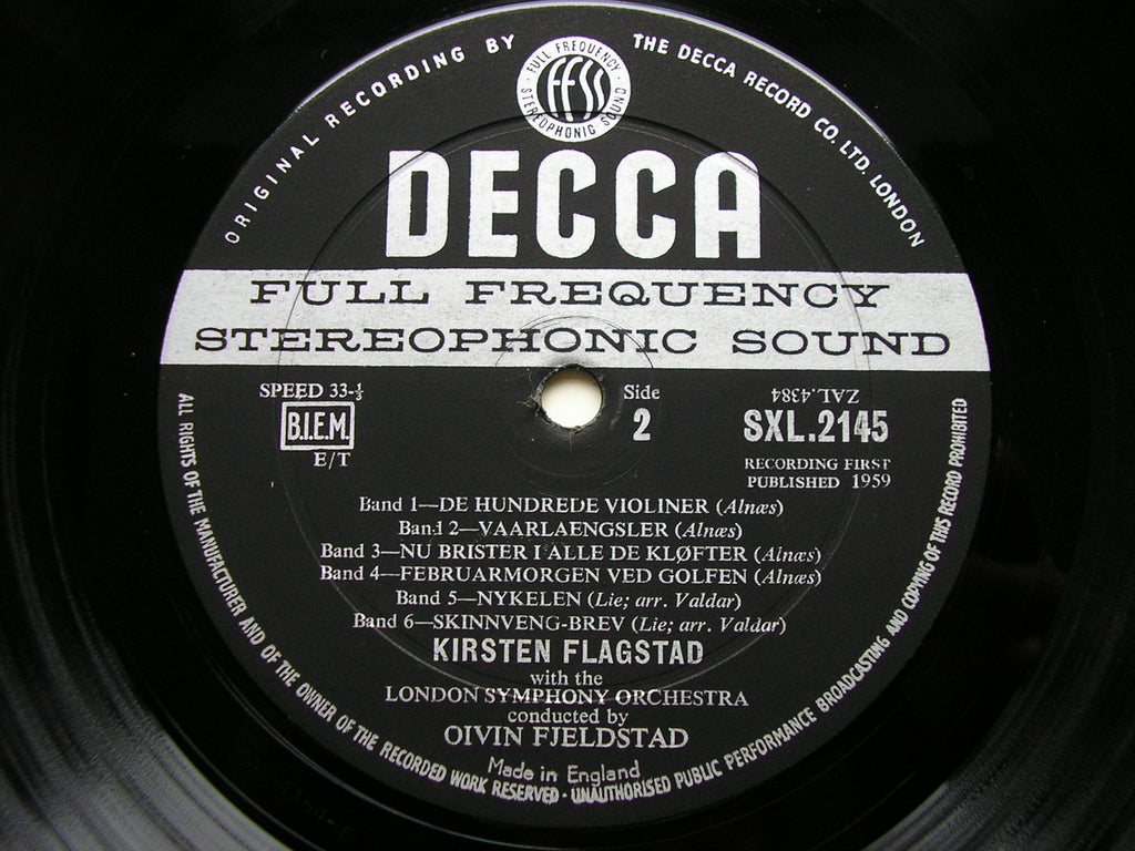SXL 2145 SONGS FROM NORWAY: ALNAES / EGGEN / GRIEG KIRSTEN FLAGSTAD / LONDON SYMPHONY / OIVIN FJELSTAD