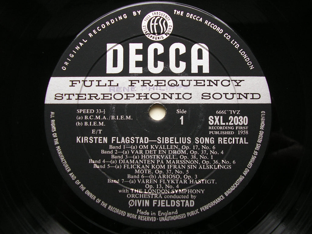 SXL 2030 SIBELIUS SONG RECITAL KIRSTEN FLAGTAD / LONDON SYMPHONY / OIVIN FJELSTAD