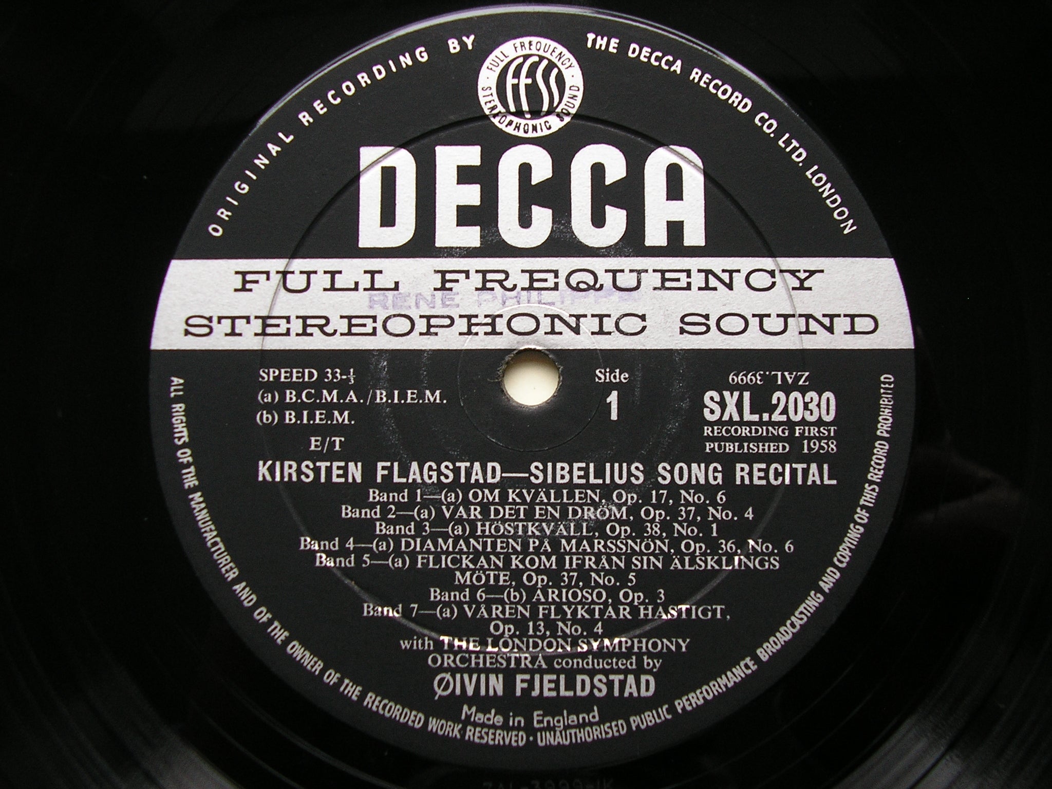 SXL 2030 SIBELIUS SONG RECITAL KIRSTEN FLAGTAD / LONDON SYMPHONY / OIVIN FJELSTAD