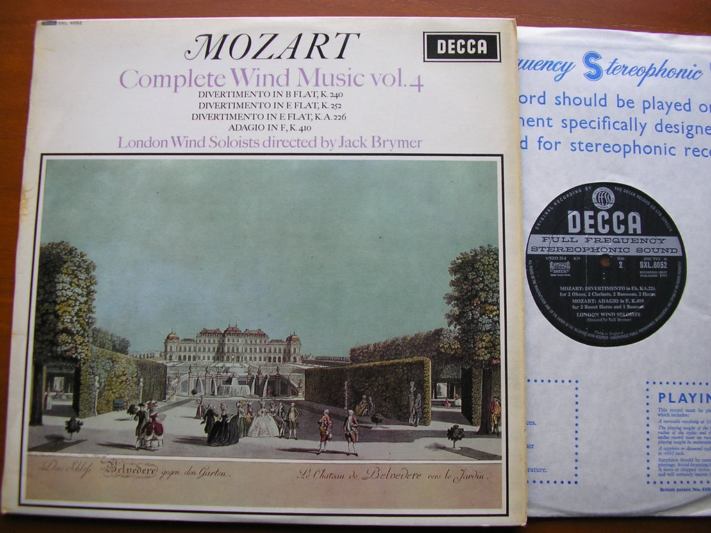 SXL 6052 MOZART: COMPLETE WIND MUSIC Volume 4 JACK BRYMER / LONDON WIND SOLOISTS