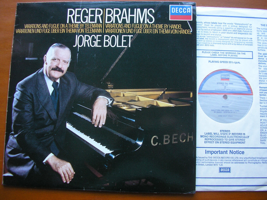 SXL 6969 REGER: TELEMANN VARIATIONS Op. 134 / BRAHMS: HANDEL VARIATIONS Op. 24 JORGE BOLET