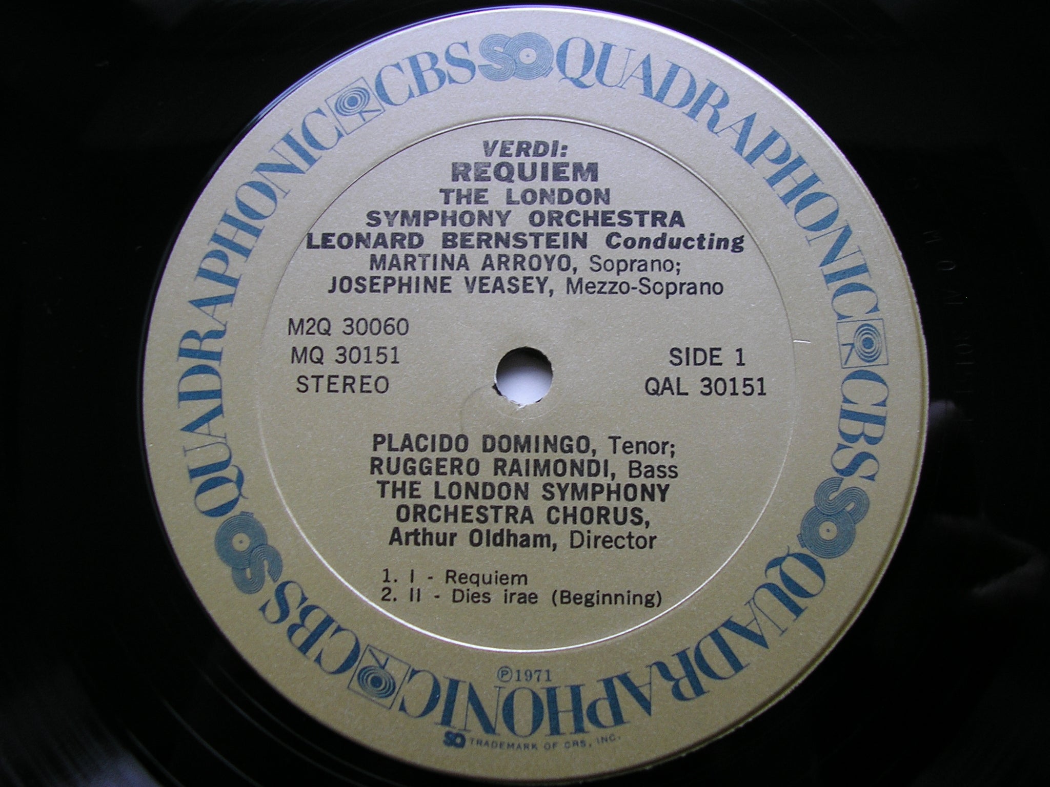 VERDI: REQUIEM  ARROYO / VEASEY / DOMINGO / RAIMONDI / LONDON SYMPHONY / BERNSTEIN   M2Q 30060
