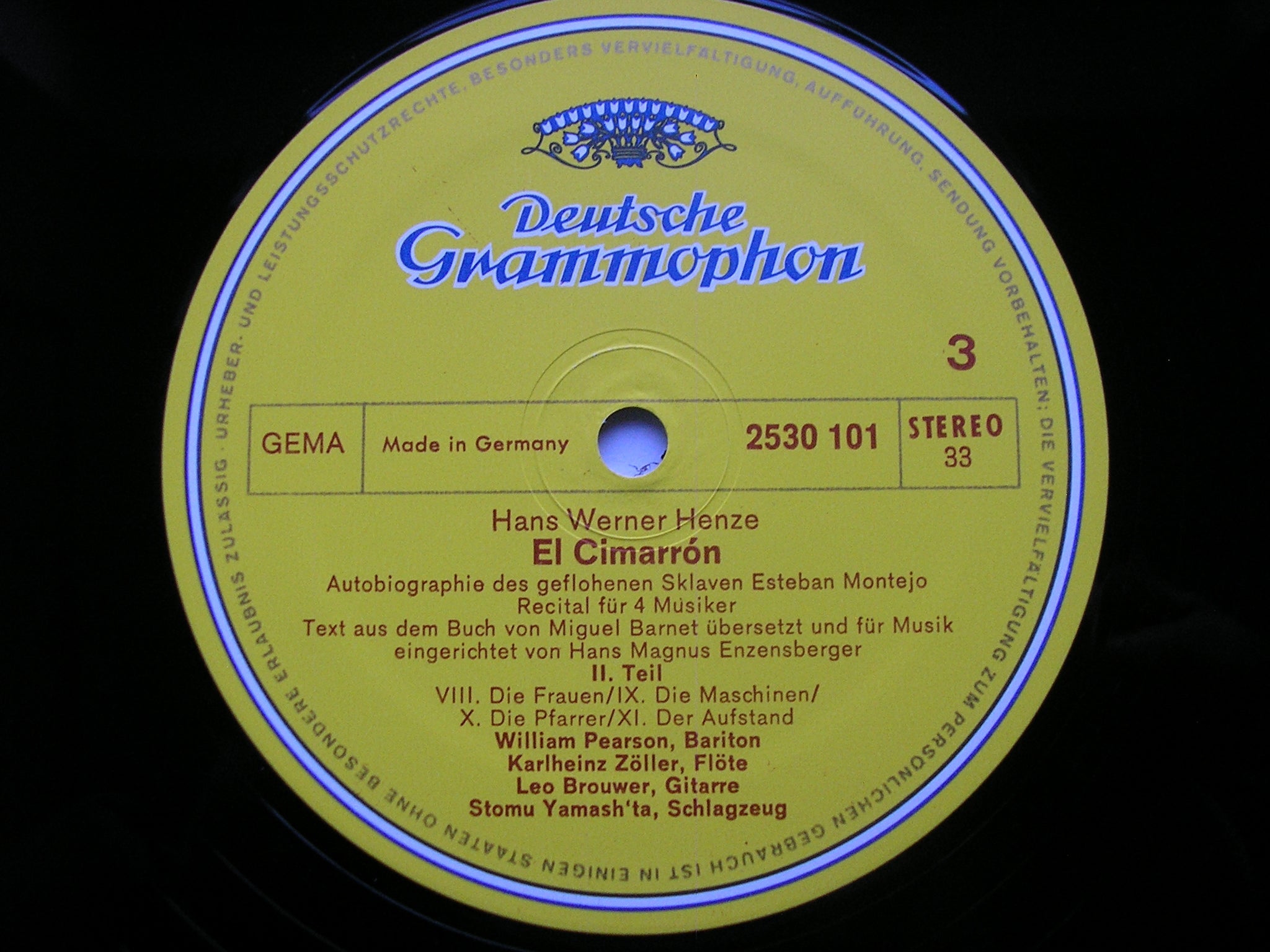 HENZE: EL CIMARRON     PEARSON / ZOLLER / BROUWER / YAMASH'TA / HENZE    2707 050