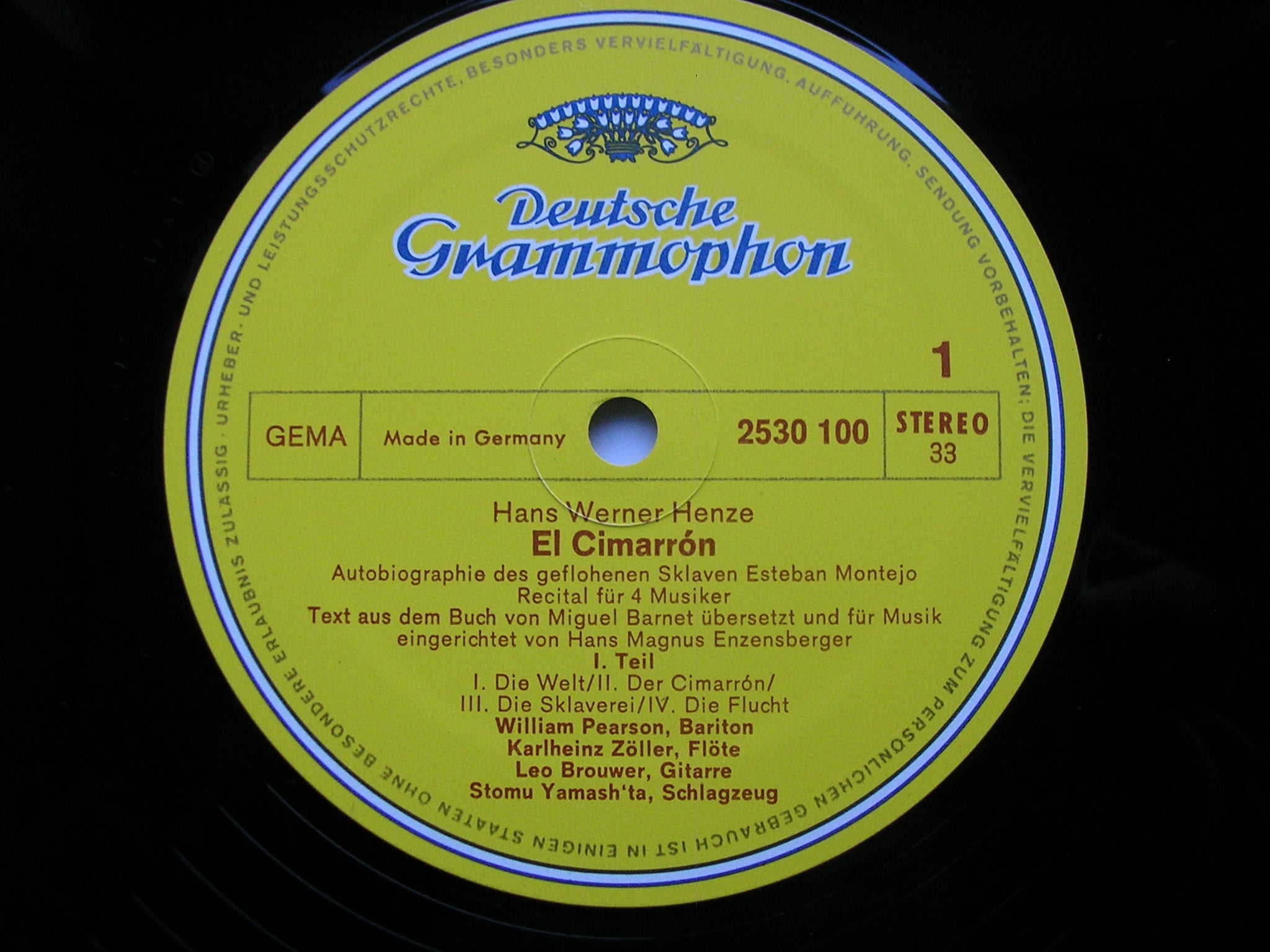 HENZE: EL CIMARRON     PEARSON / ZOLLER / BROUWER / YAMASH'TA / HENZE    2707 050