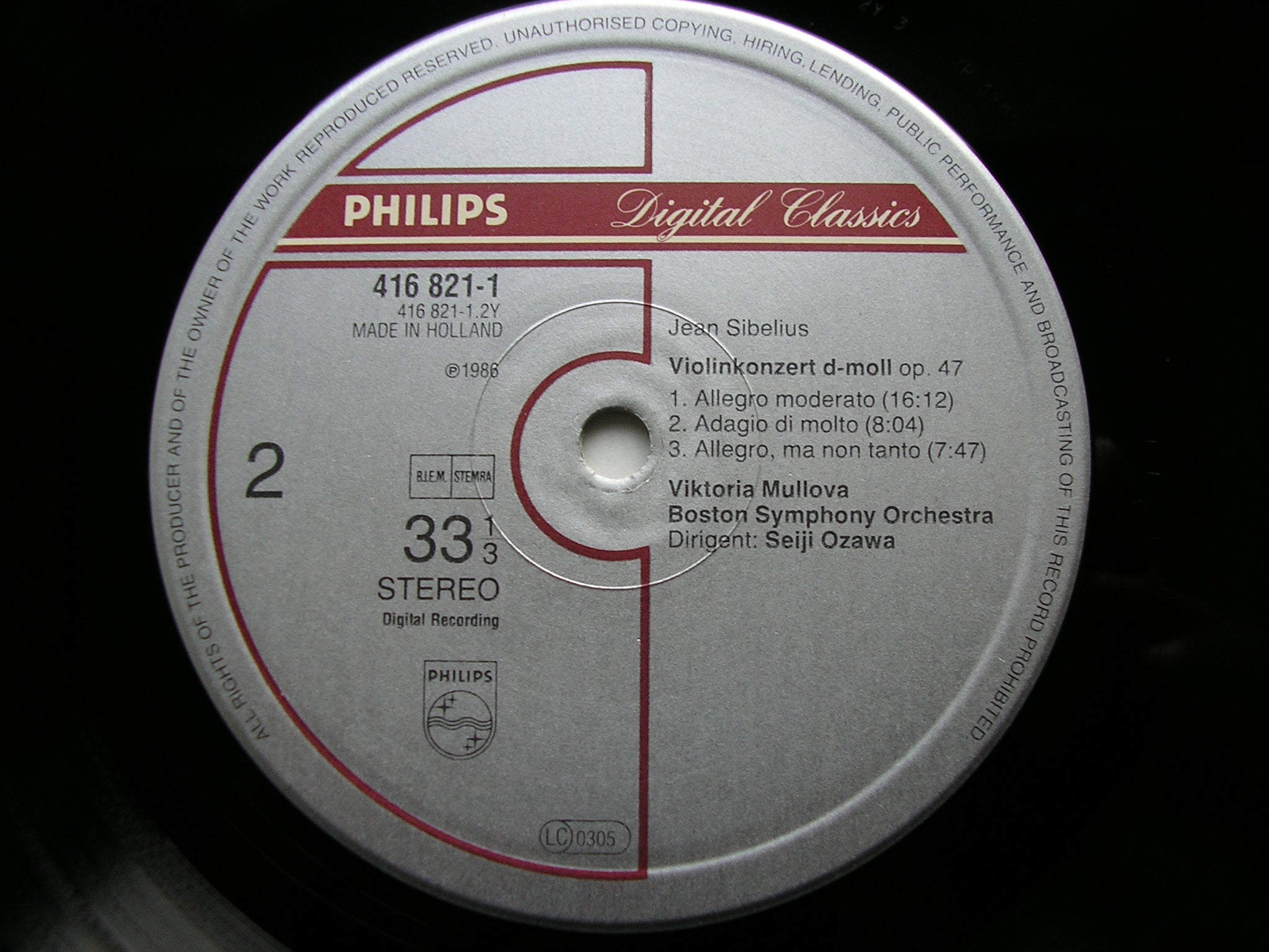 TCHAIKOVSKY & SIBELIUS: VIOLIN CONCERTOS     MULLOVA / BOSTON SYMPHONY / SEIJI OZAWA    416 821