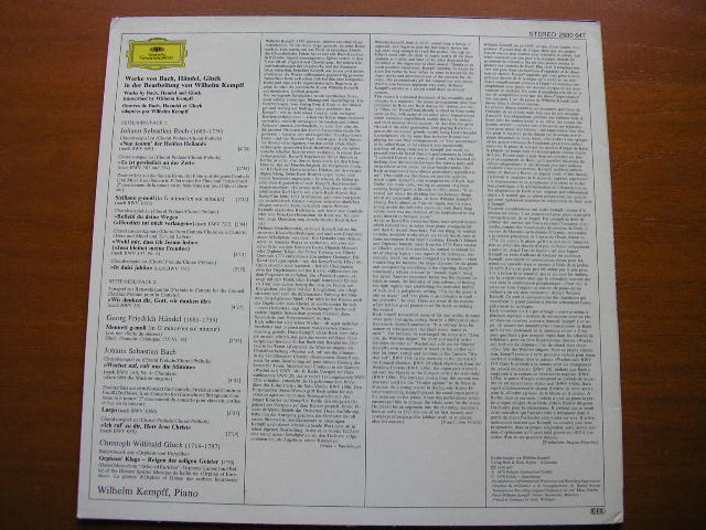 BACH / HANDEL / GLUCK: PIANO WORKS     WILHELM KEMPFF    2530 647