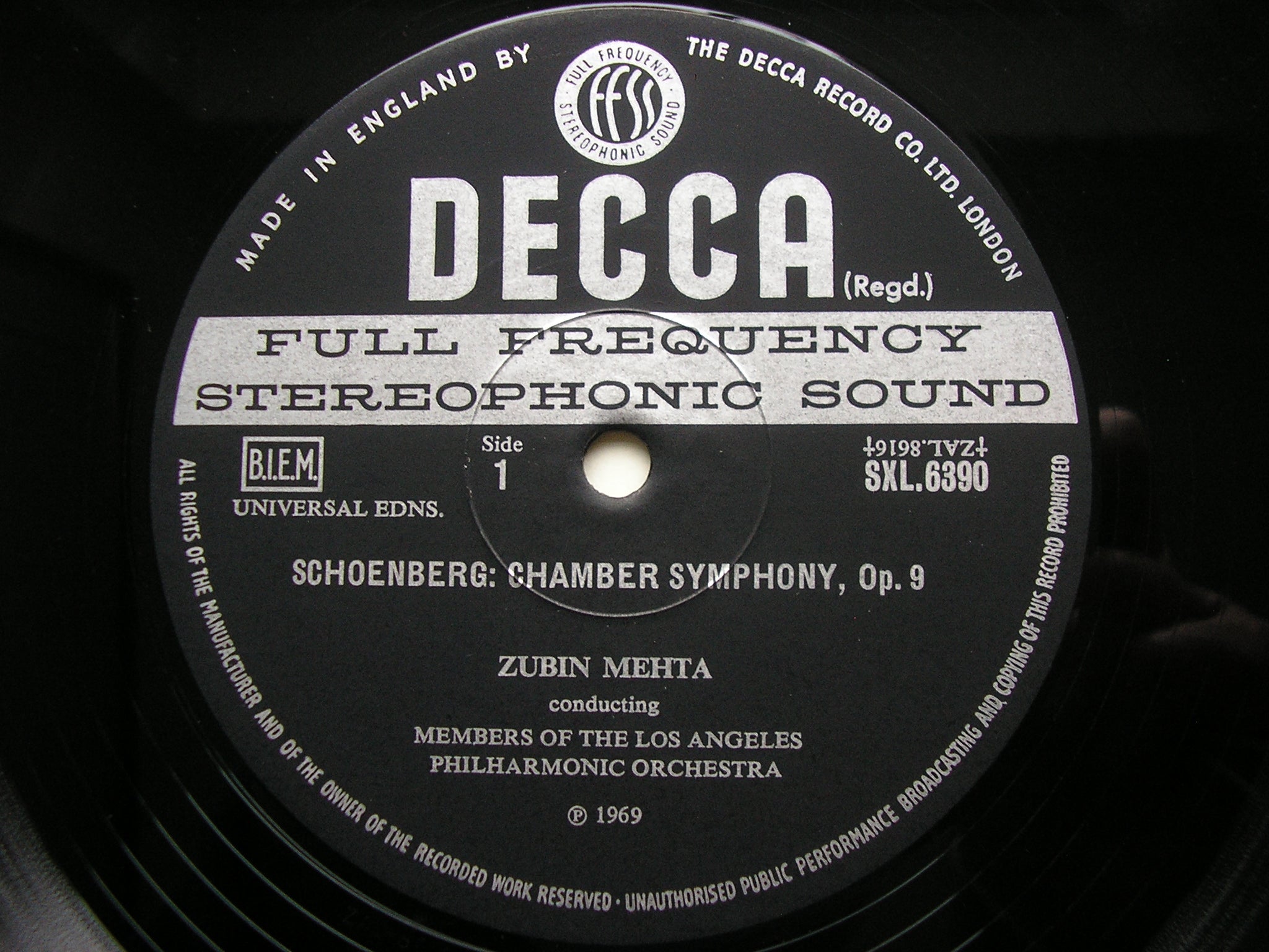 SXL 6390 SCHOENBERG: CHAMBER SYMPHONY / VARIATIONS Op. 31 MEHTA / LOS ANGELES PHILHARMONIC