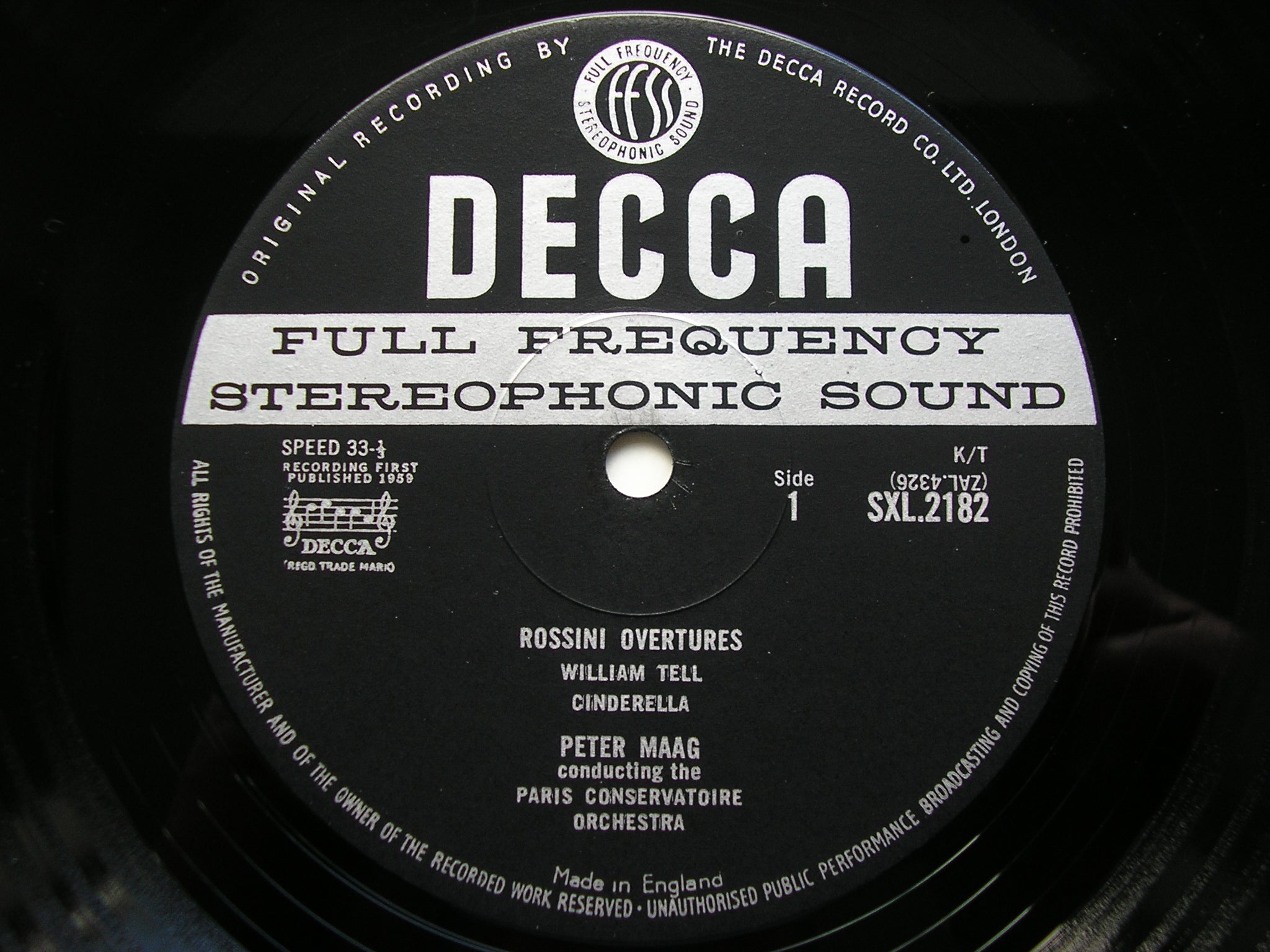 SXL 2182 ROSSINI: OVERTURES PETER MAAG / PARIS CONSERVATOIRE