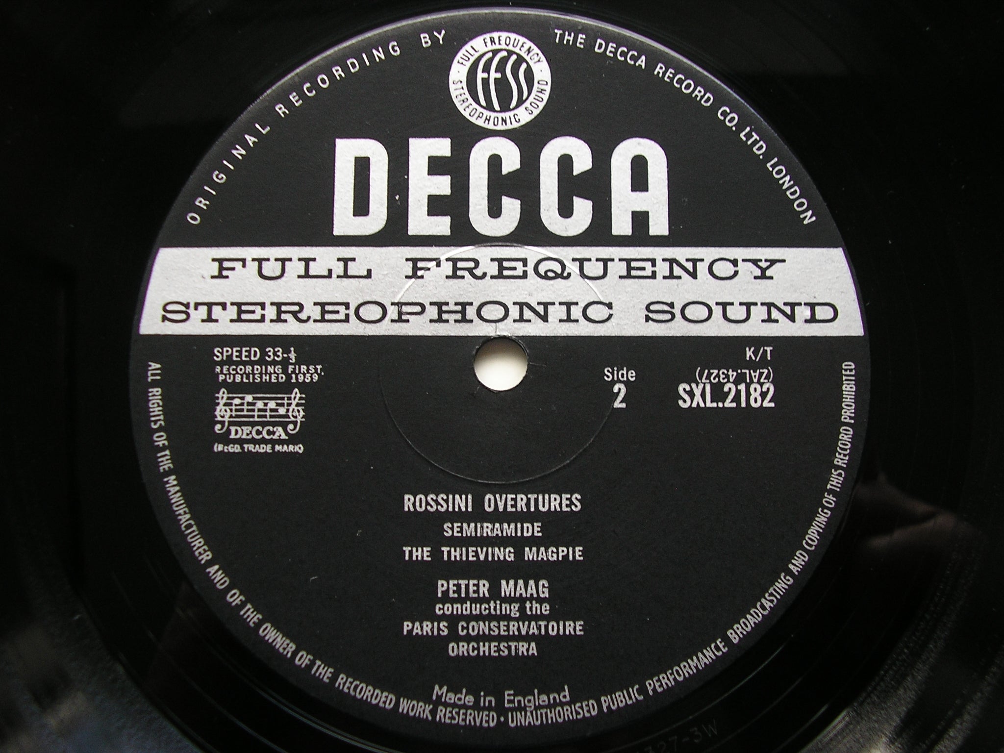 SXL 2182 ROSSINI: OVERTURES PETER MAAG / PARIS CONSERVATOIRE
