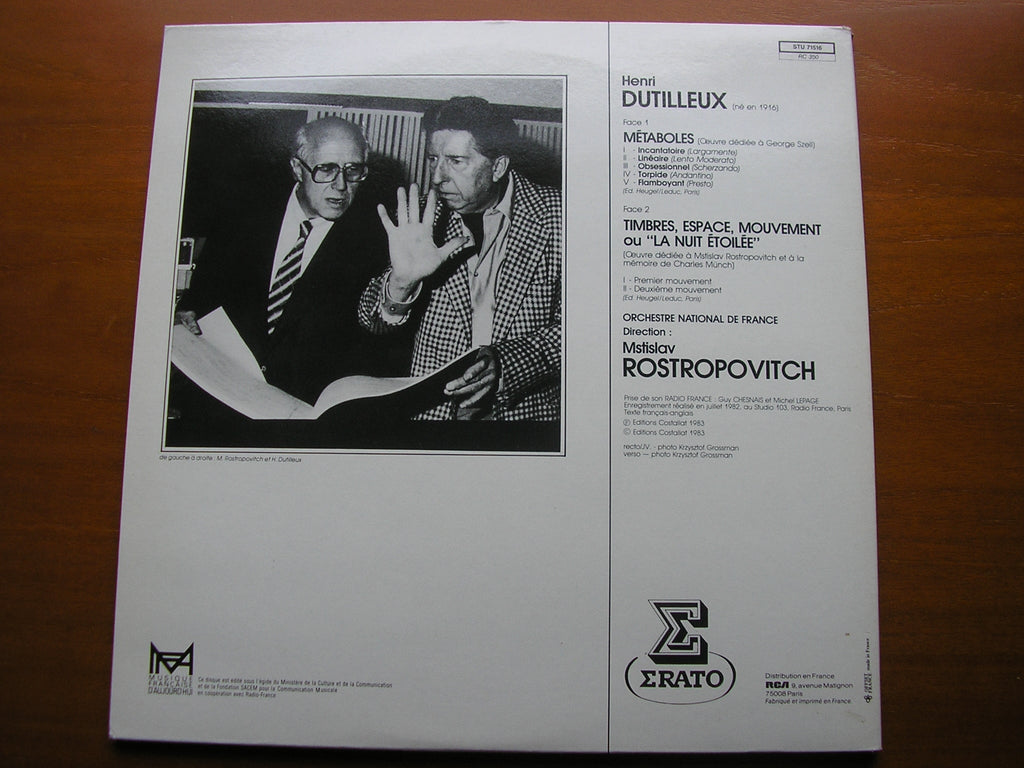 DUTILLEUX: LA NUIT ETIOLEE / METABOLES      ROSTROPOVICH / FRENCH NATIONAL ORCHESTRA    STU 71516