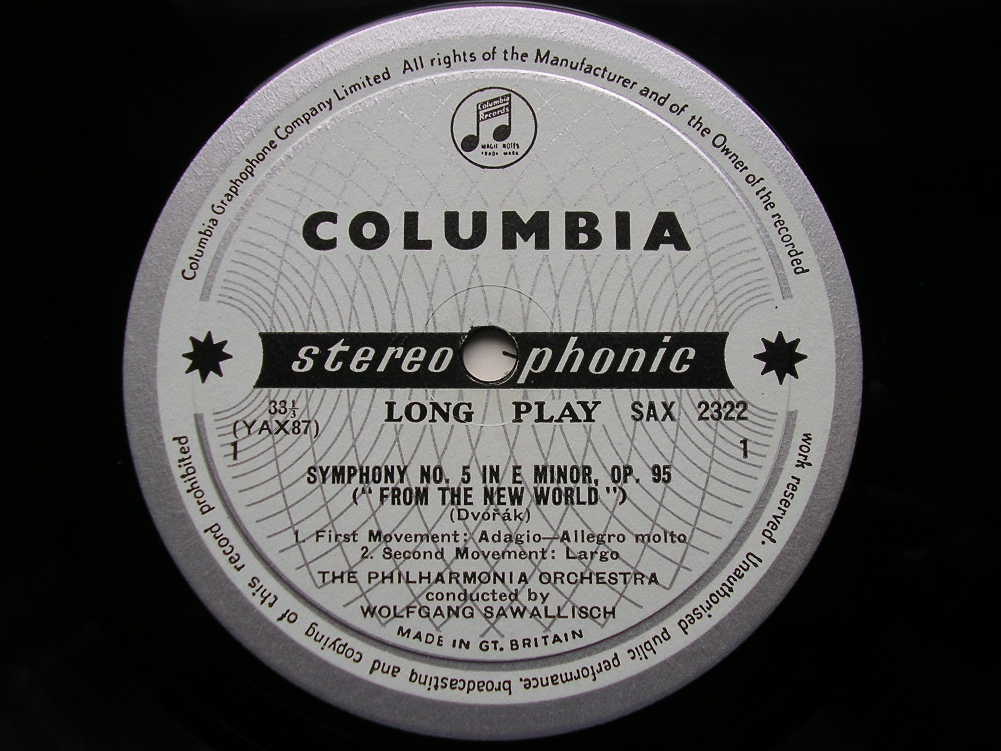 DVORAK: SYMPHONY No. 9 'New World' / SCHERZO CAPRICCIOSO   SAWALLISCH / PHILHARMONIA   SAX 2322