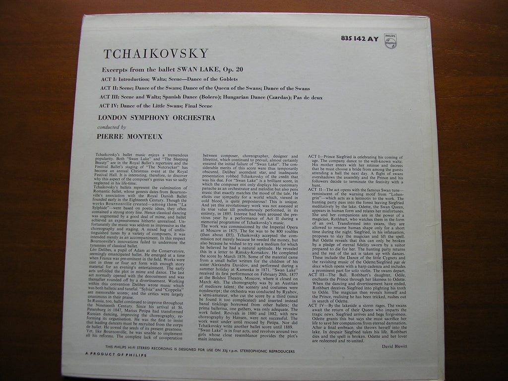 TCHAIKOVSKY: SWAN LAKE Excerpts    MONTEUX / LONDON SYMPHONY   835 142 AY