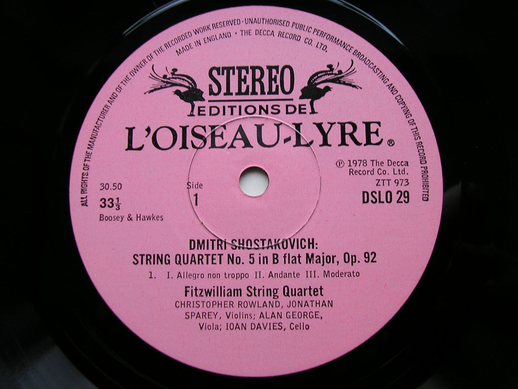 SHOSTAKOVICH: THE COMPLETE STRING QUARTETS    FITZWILLIAM QUARTET    7 LP