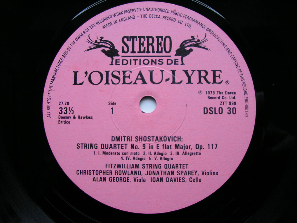 SHOSTAKOVICH: THE COMPLETE STRING QUARTETS    FITZWILLIAM QUARTET    7 LP