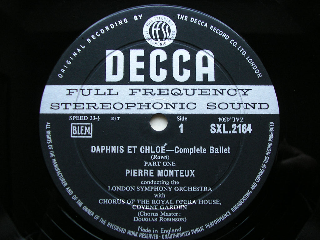 SXL 2164 RAVEL: DAPHNIS & CHLOE complete ballet MONTEUX / LONDON SYMPHONY