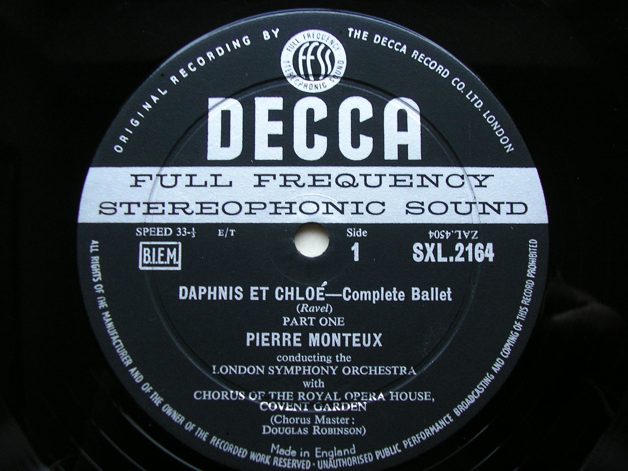 SXL 2164 RAVEL: DAPHNIS & CHLOE complete ballet MONTEUX / LONDON SYMPHONY