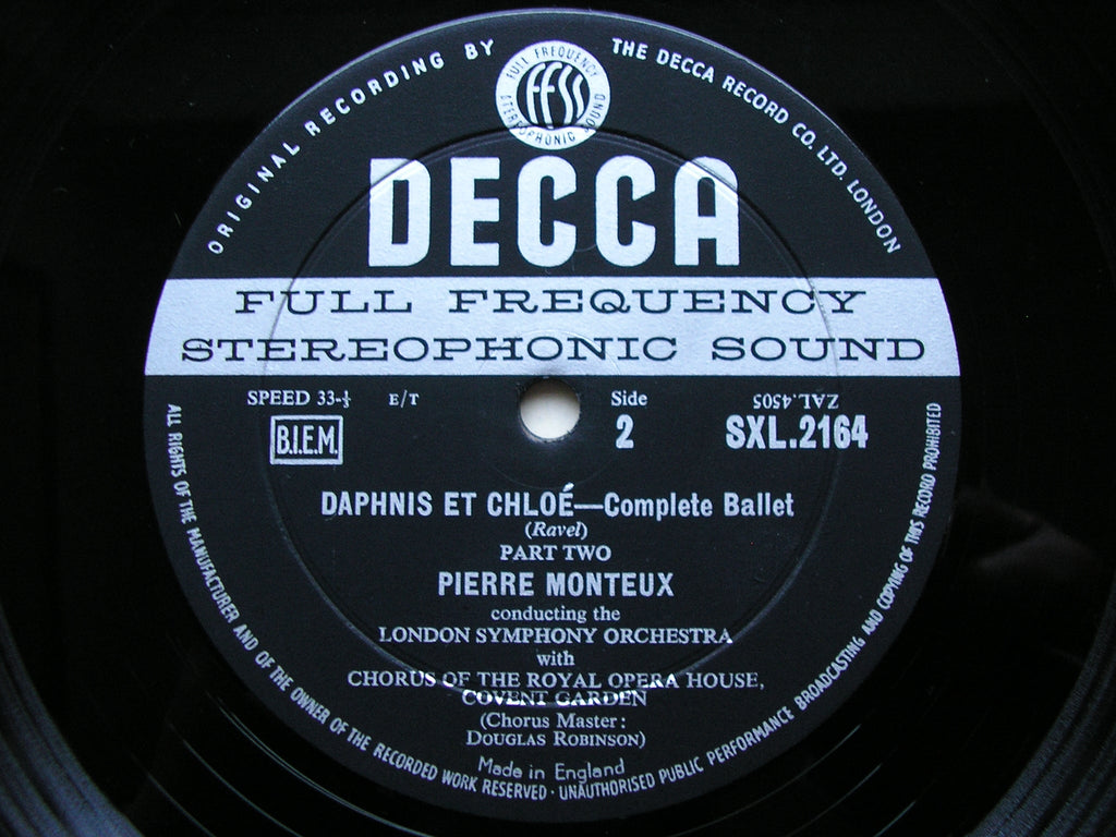 SXL 2164 RAVEL: DAPHNIS & CHLOE complete ballet MONTEUX / LONDON SYMPHONY
