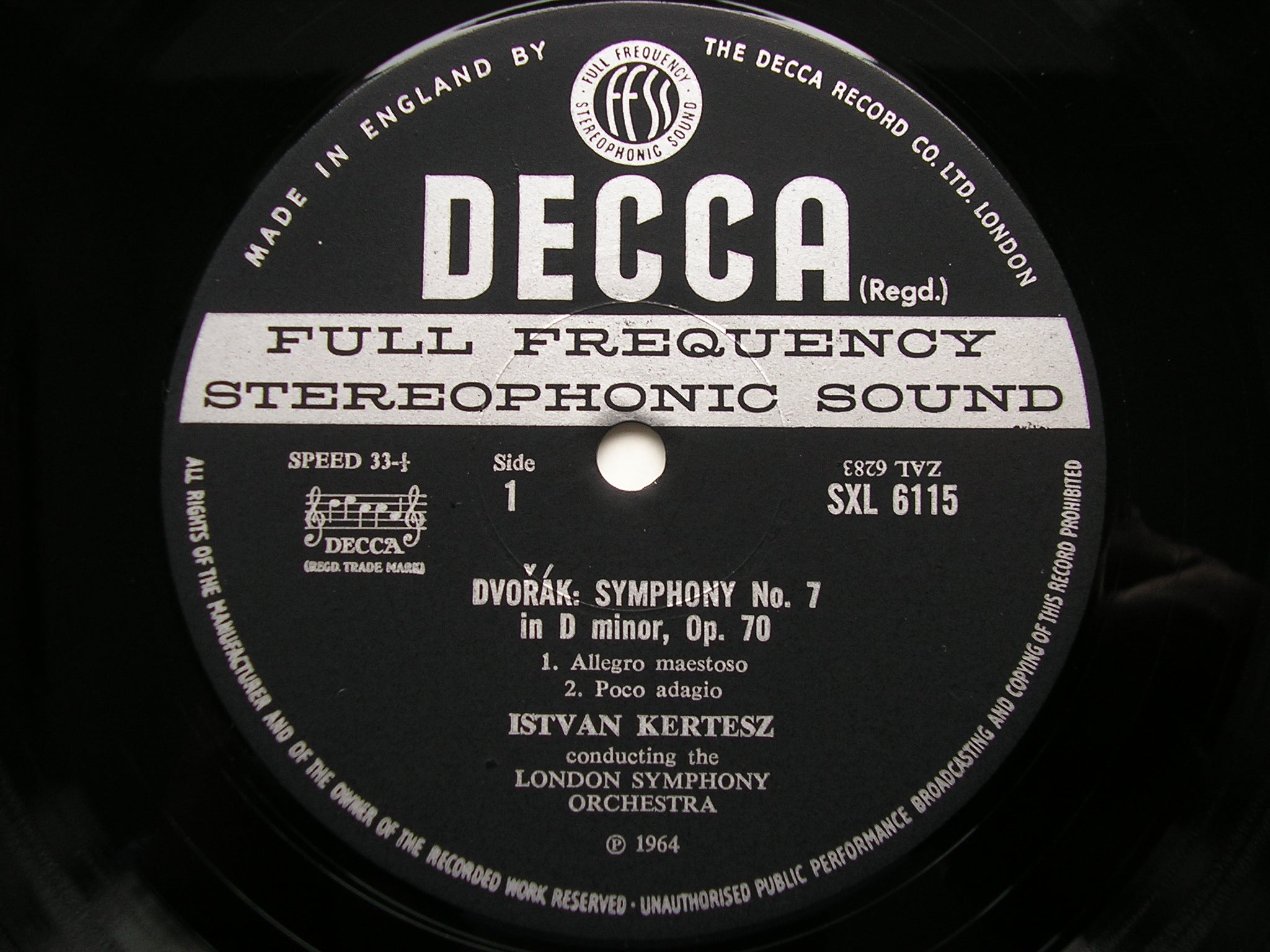 SXL 6115 DVORAK: SYMPHONY No. 7 KERTESZ / LONDON SYMPHONY