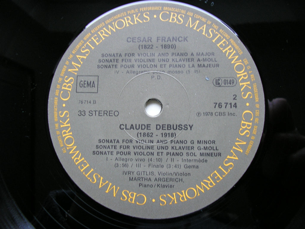 FRANCK & DEBUSSY: SONATAS FOR VIOLIN & PIANO    MARTHA ARGERICH / IVRY GITLIS   76714
