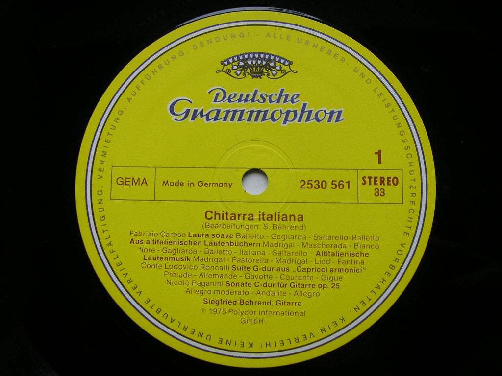 CHITARRA ITALIANA: BUSSOTTI / MURTULA / GIULIANI / PAGANINI / CAROSO / RONCALLI       BEHREND     2530 561