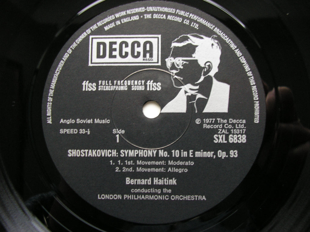 SHOSTAKOVICH: SYMPHONY No. 10       HAITINK / LONDON PHILHARMONIC    SXL 6838