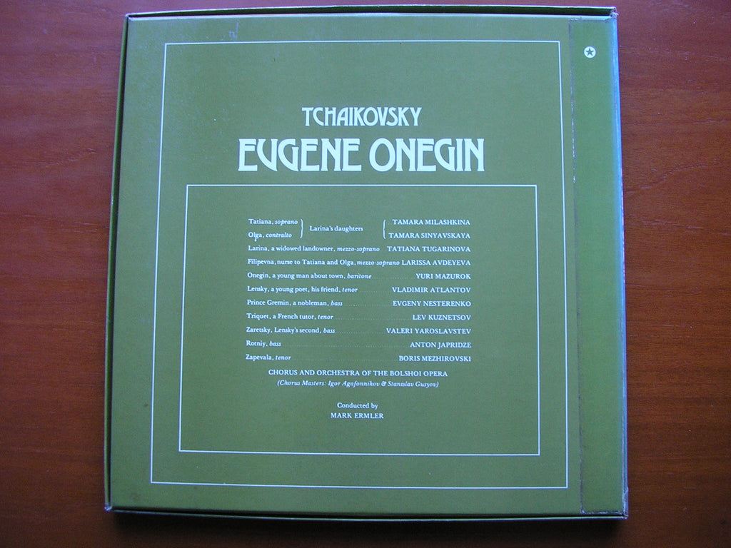TCHAIKOVSKY: EUGENE ONEGIN   MAZUROK / MILASHKINA / ATLANTOV / NESTERENKO / BOLSHOI / ERMLER    SLS 5191