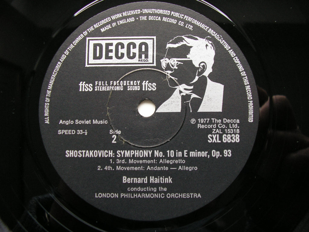 SHOSTAKOVICH: SYMPHONY No. 10       HAITINK / LONDON PHILHARMONIC    SXL 6838