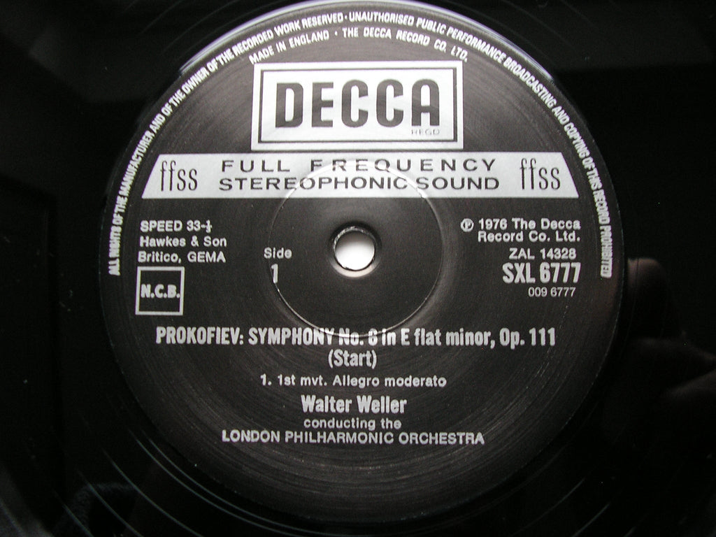 PROKOFIEV: SYMPHONY No. 6     WELLER / LONDON PHILHARMONIC     200gm    SXL 6777