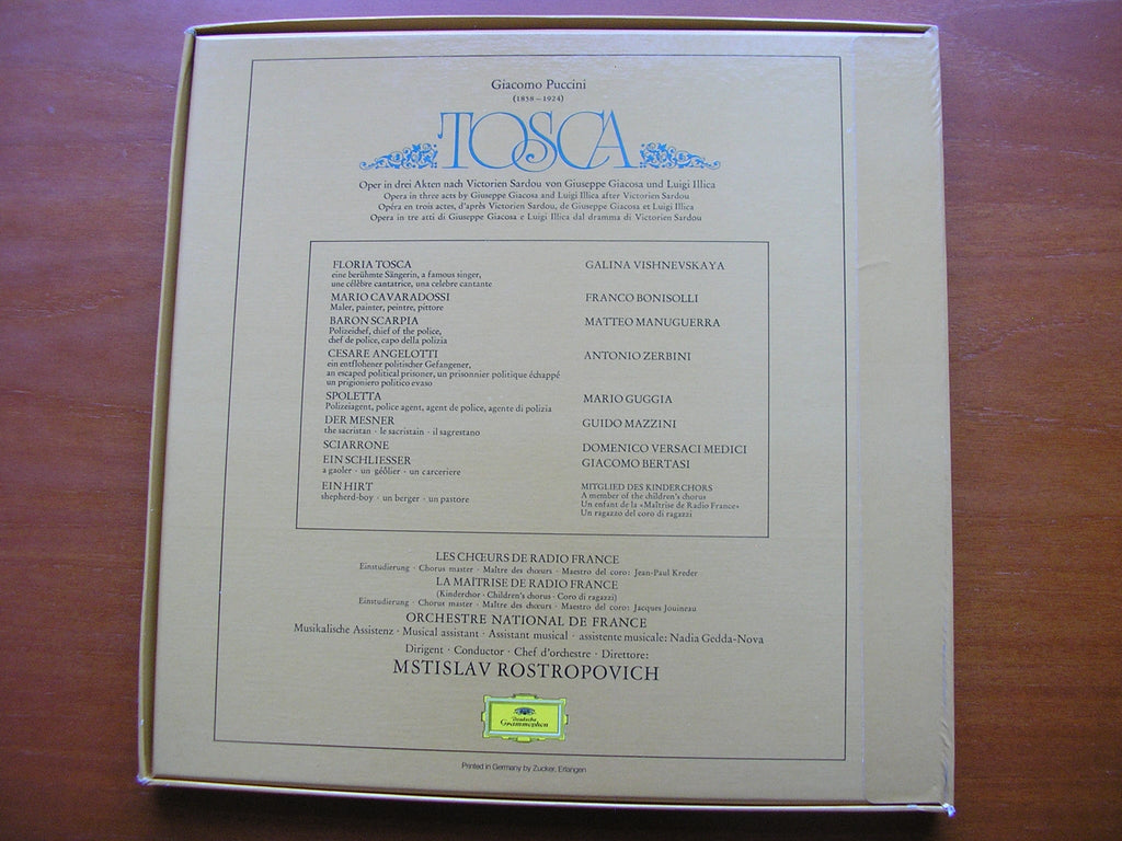 PUCCINI: TOSCA    VISHNEVSKAYA / BONISOLLI / MANUGUERRA    FRENCH NATIONAL ORCHESTRA / ROSTROPOVICH      2707 087