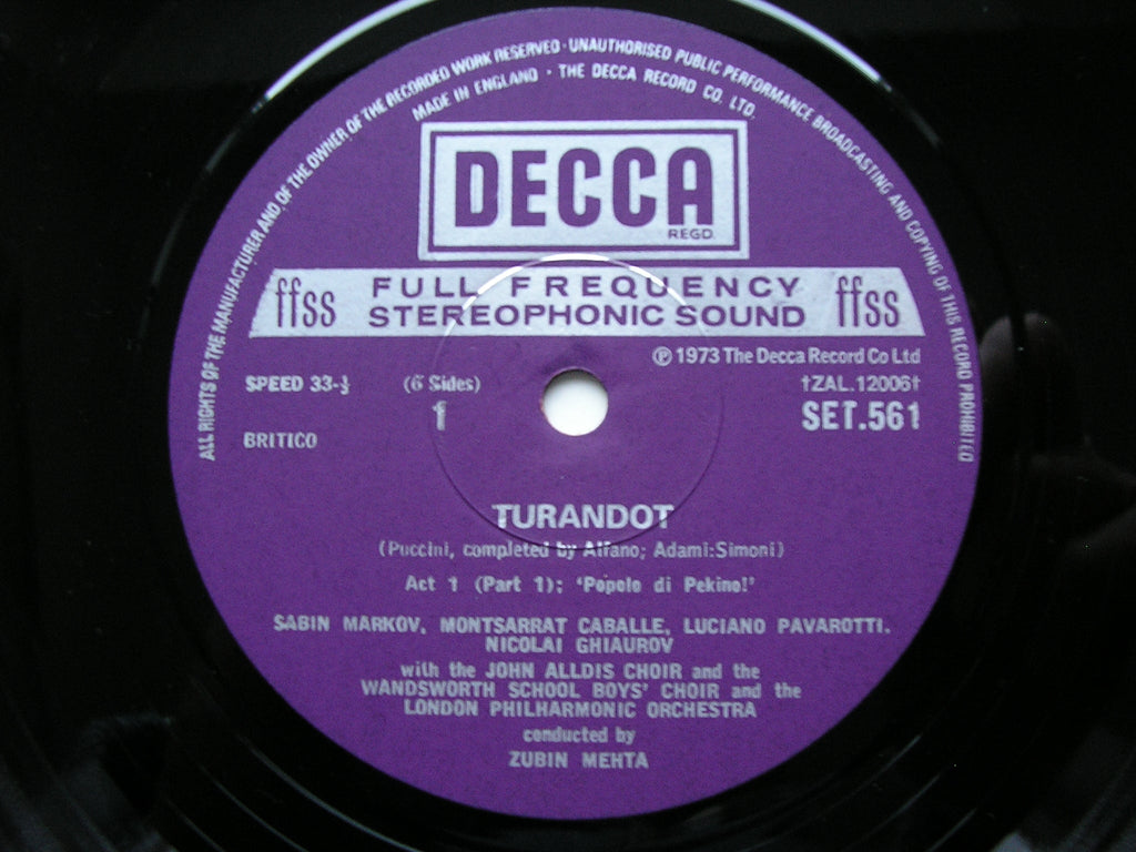 PUCCINI: TURANDOT   SUTHERLAND / PAVAROTTI / CABALLE / LONDON PHILHARMONIC / ZUBIN MEHTA   SET 561 - 3