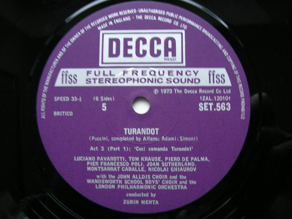 PUCCINI: TURANDOT   SUTHERLAND / PAVAROTTI / CABALLE / LONDON PHILHARMONIC / ZUBIN MEHTA   SET 561 - 3