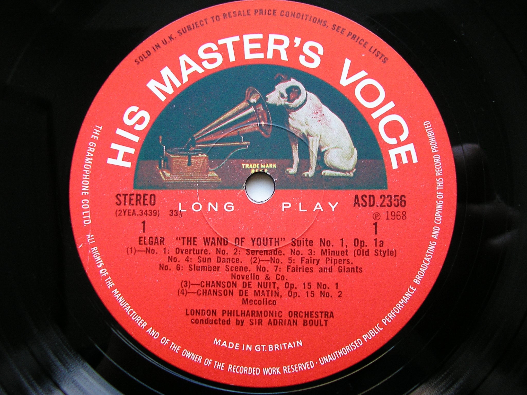 ELGAR: THE WAND OF YOUTH / CHANSON DE MATIN / CHANSON DE NUIT / 3 BAVARIAN DANCES     BOULT / LONDON PHILHARMONIC   ASD 2356
