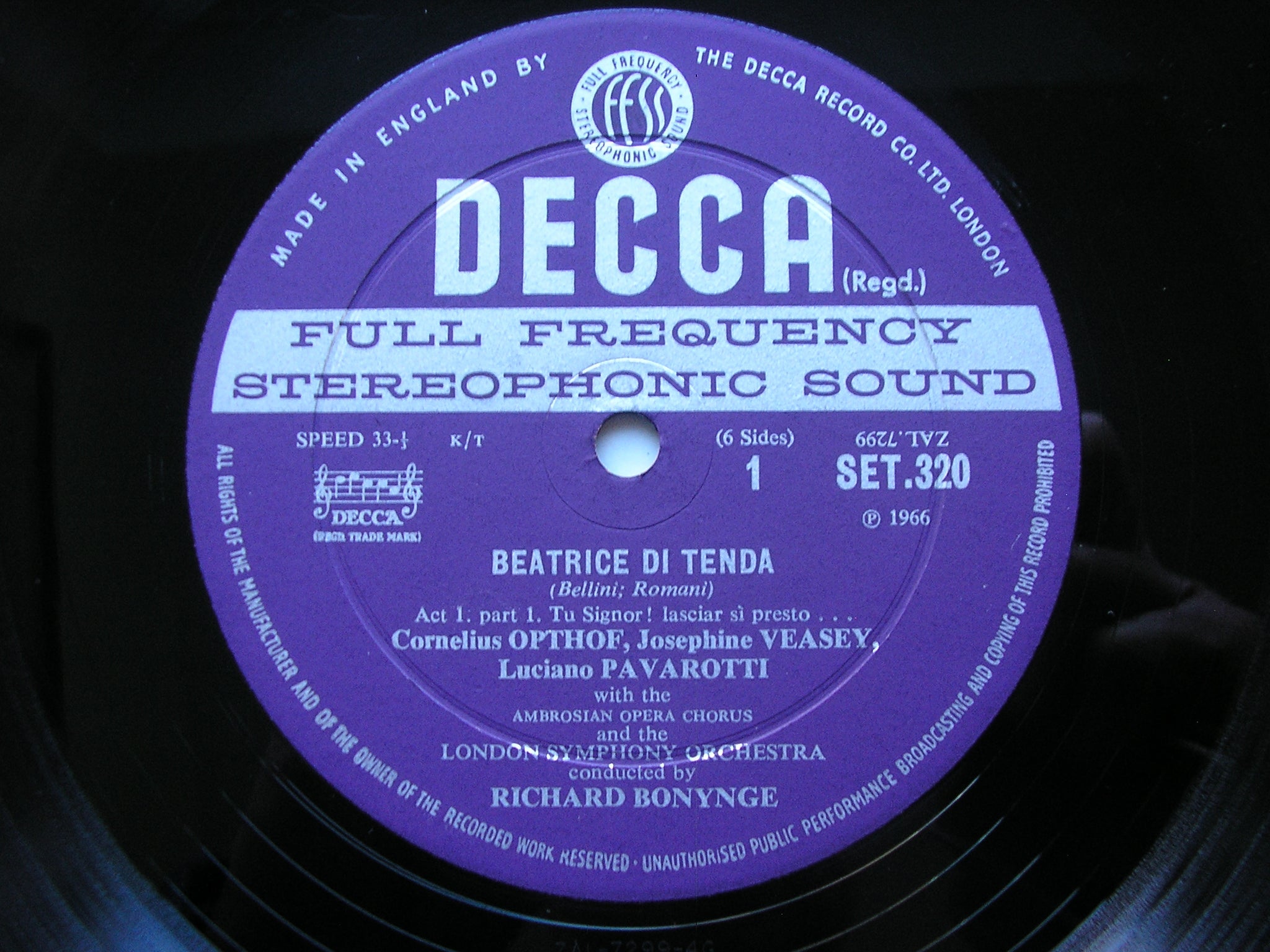 BELLINI: BEATRICE DI TENDA    SUTHERLAND / PAVAROTTI / VEASEY / OPTHOF / LONDON SYMPHONY / BONYNGE   SET 320 - 322