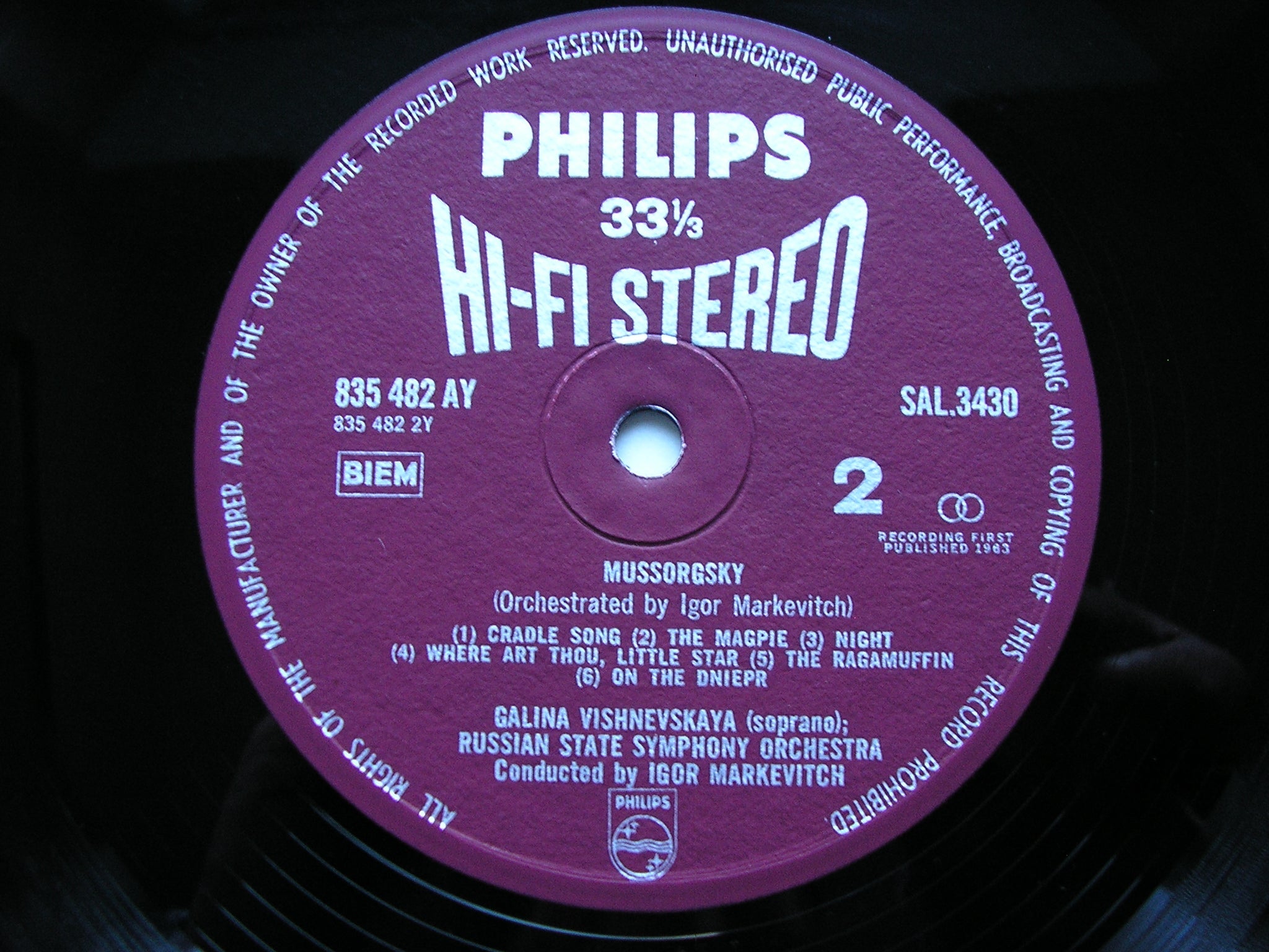 STRAVINSKY: SYMPHONY OF PSALMS / MUSSORGSKY: SIX SONGS    VISHNEVSKAYA / RUSSIAN STATE SYMPHONY / MARKEVITCH    SAL 3430