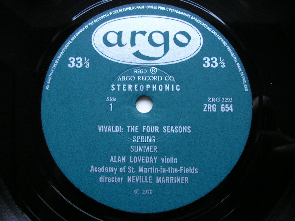 VIVALDI: THE FOUR SEASONS     LOVEDAY / ASMIF / MARRINER    ZRG 654