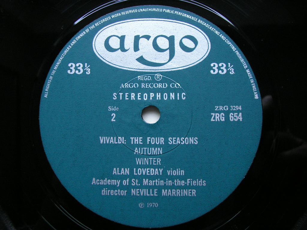 VIVALDI: THE FOUR SEASONS     LOVEDAY / ASMIF / MARRINER    ZRG 654