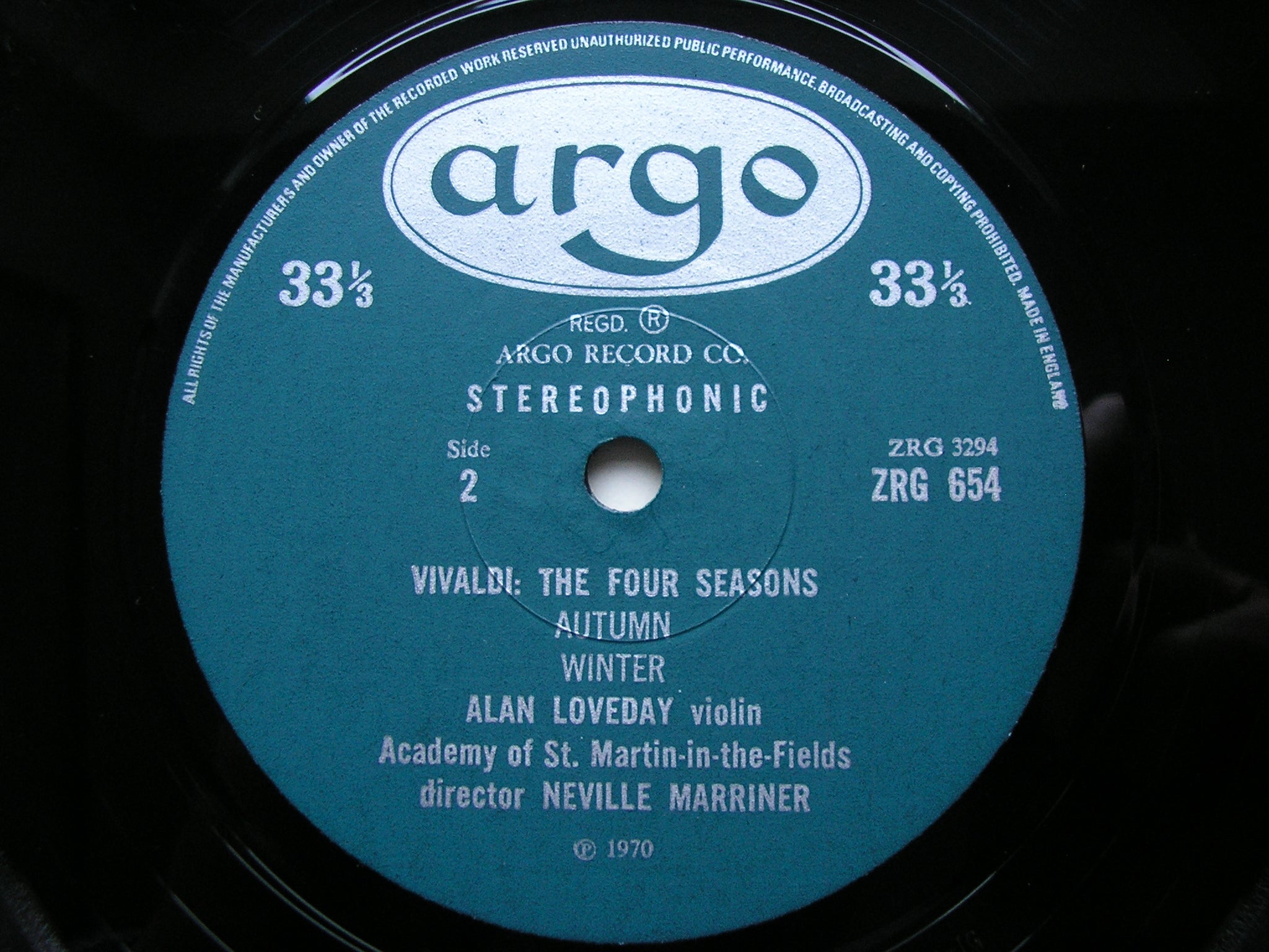 VIVALDI: THE FOUR SEASONS     LOVEDAY / ASMIF / MARRINER    ZRG 654