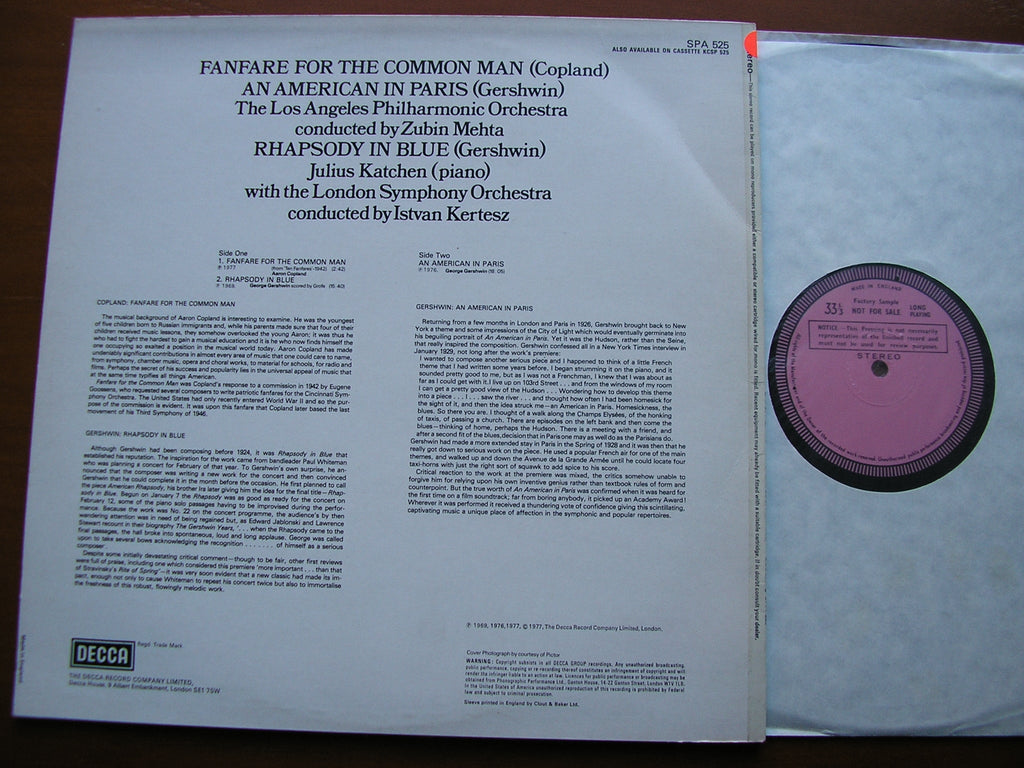 GERSHWIN / COPLAND: ORCHESTRAL MUSIC   KATCHEN / LONDON SYMPHONY / ISTVAN KERTESZ   SPA 525