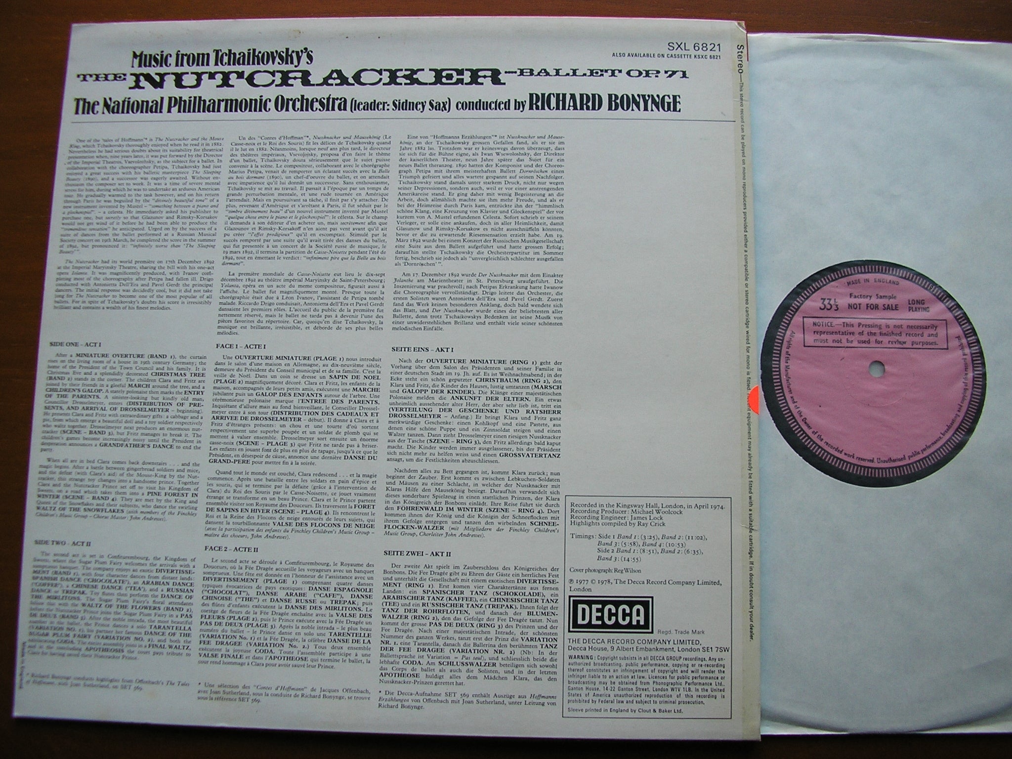 SXL 6821 TCHAIKOVSKY: THE NUTCRACKER highlights BONYNGE / NATIONAL PHILHARMONIC