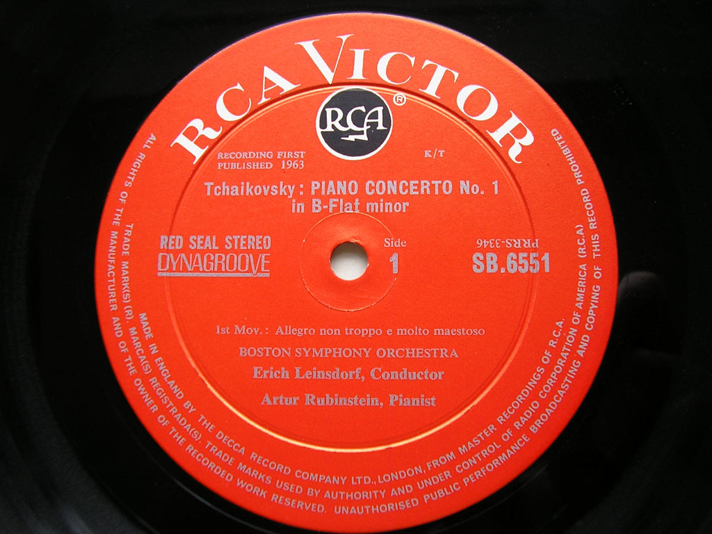 TCHAIKOVSKY: PIANO CONCERTO No. 1    RUBINSTEIN / BOSTON SYMPHONY / LEINSDORF   SB 6551