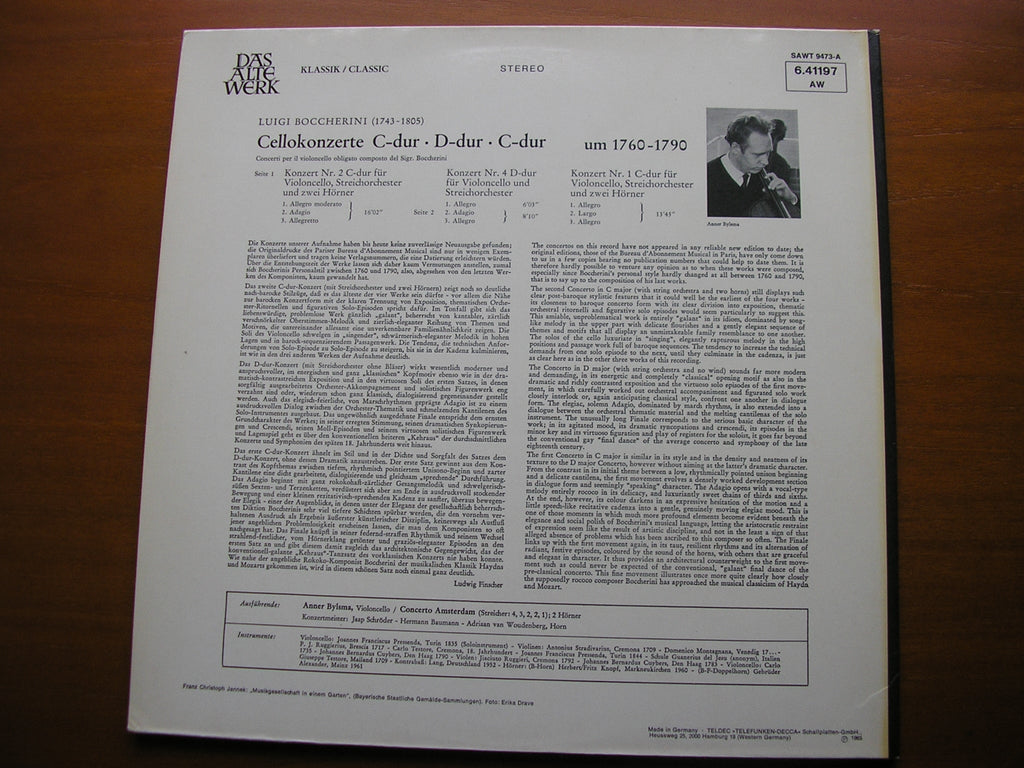 BOCCHERINI: THREE CELLO CONCERTOS   BYLSMA / CONCERTO AMSTERDAM / SCHRODER     6.41197