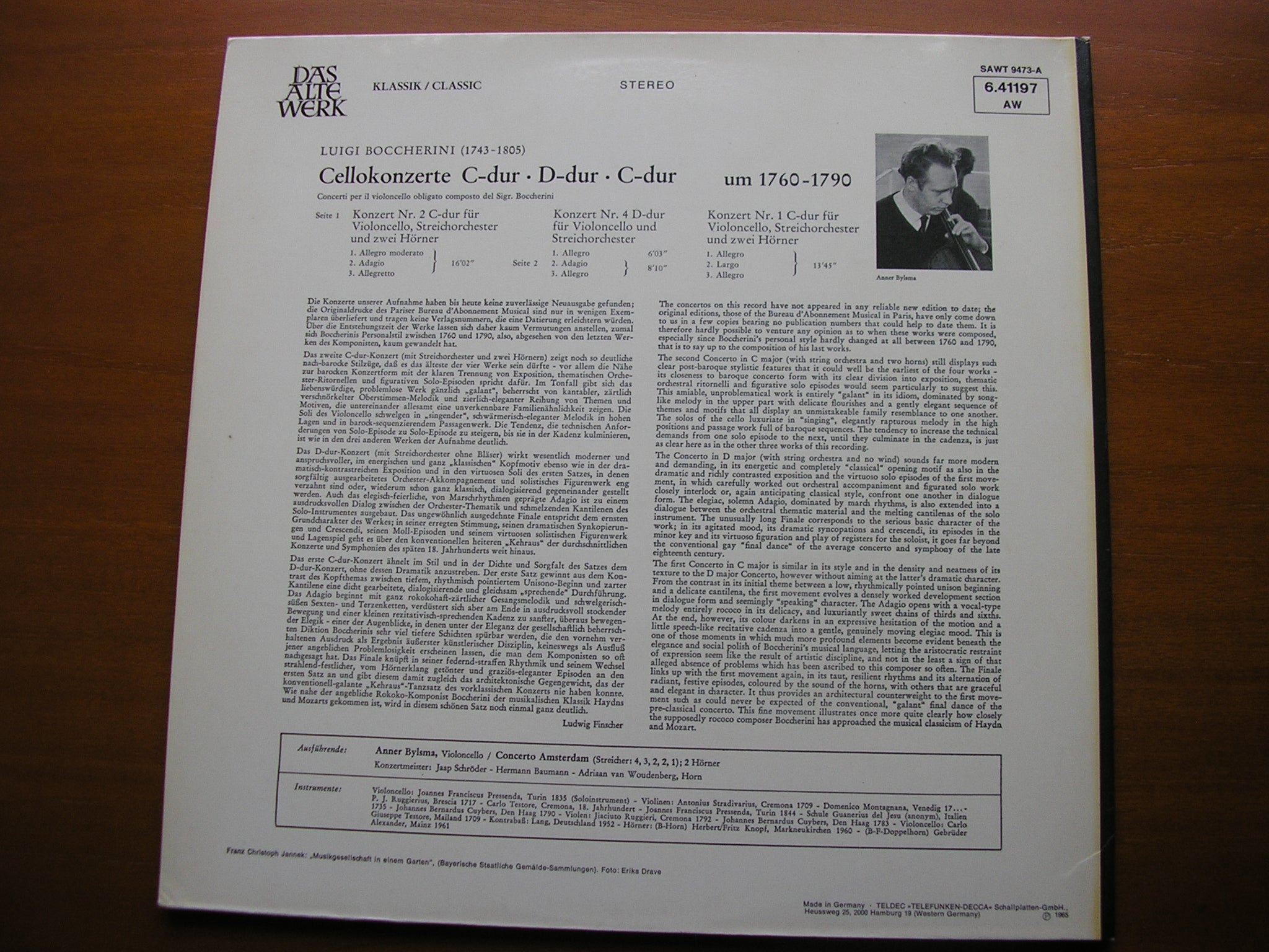 BOCCHERINI: THREE CELLO CONCERTOS   BYLSMA / CONCERTO AMSTERDAM / SCHRODER     6.41197