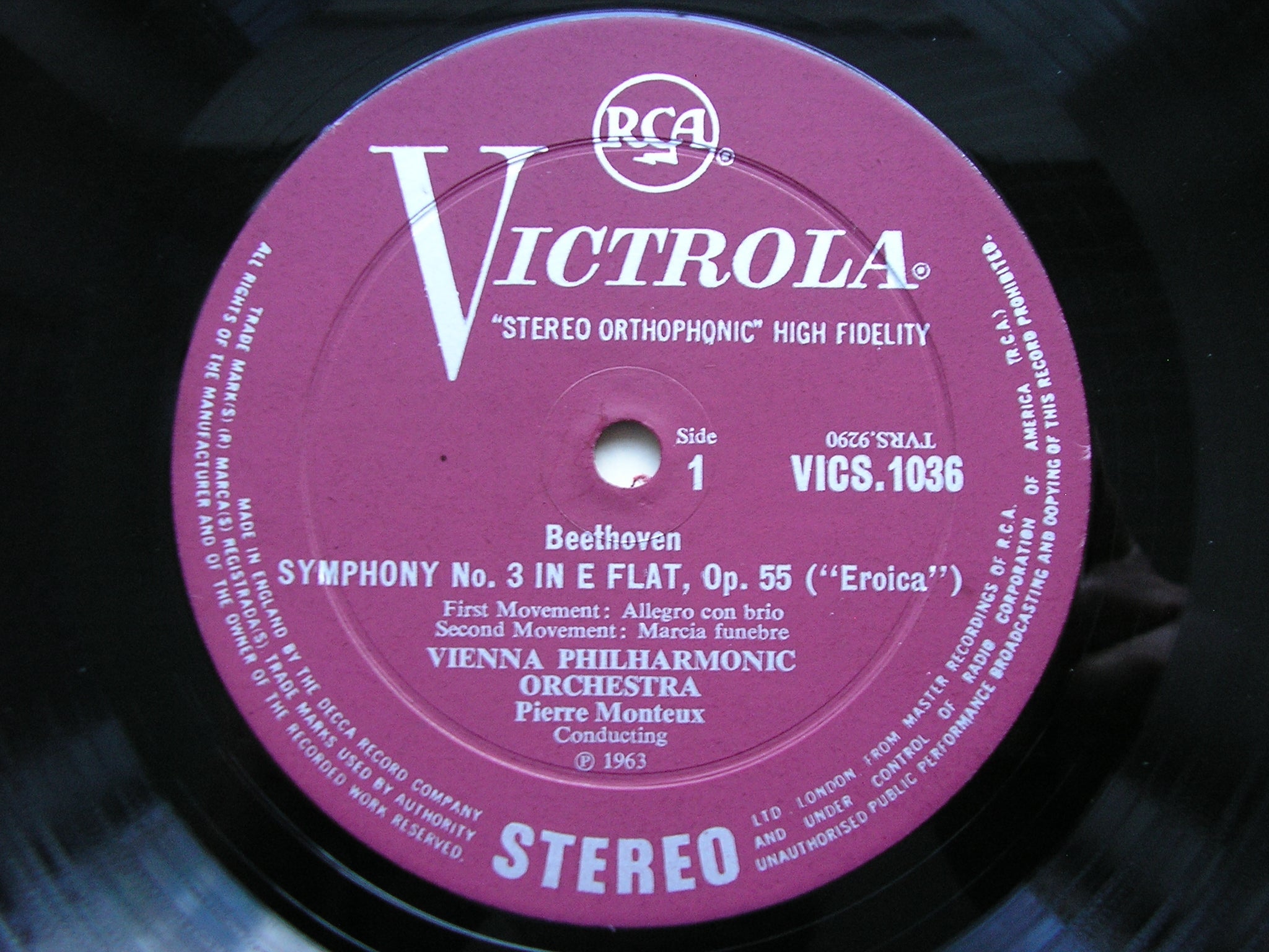 BEETHOVEN: SYMPHONY No. 3 'Eroica'     MONTEUX / VIENNA PHILHARMONIC    VICS 1036